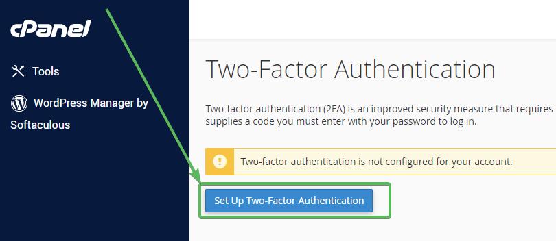 Where to set up 2FA in cPanel