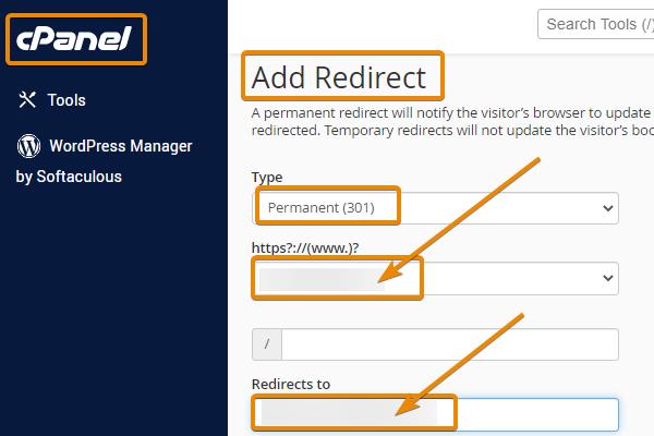 add domain and where to redirect to