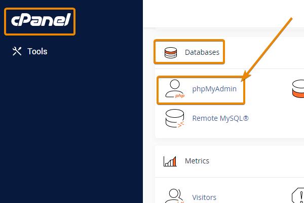 location of phpadmin in cpanel