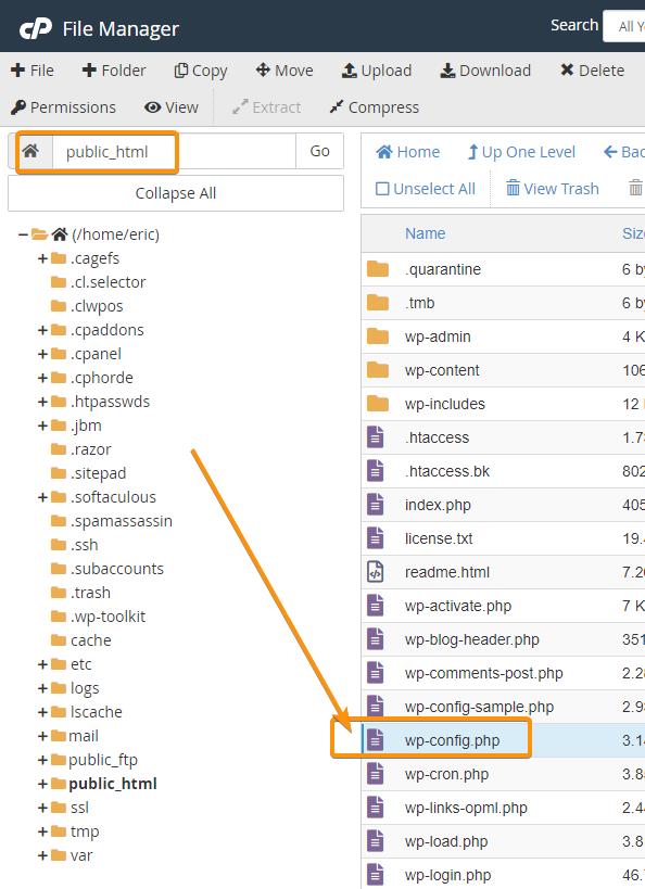 location of wpconfig