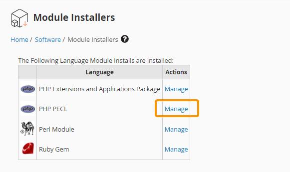 PHP PECL Manage link