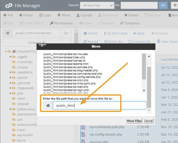 where to move the corefiles to